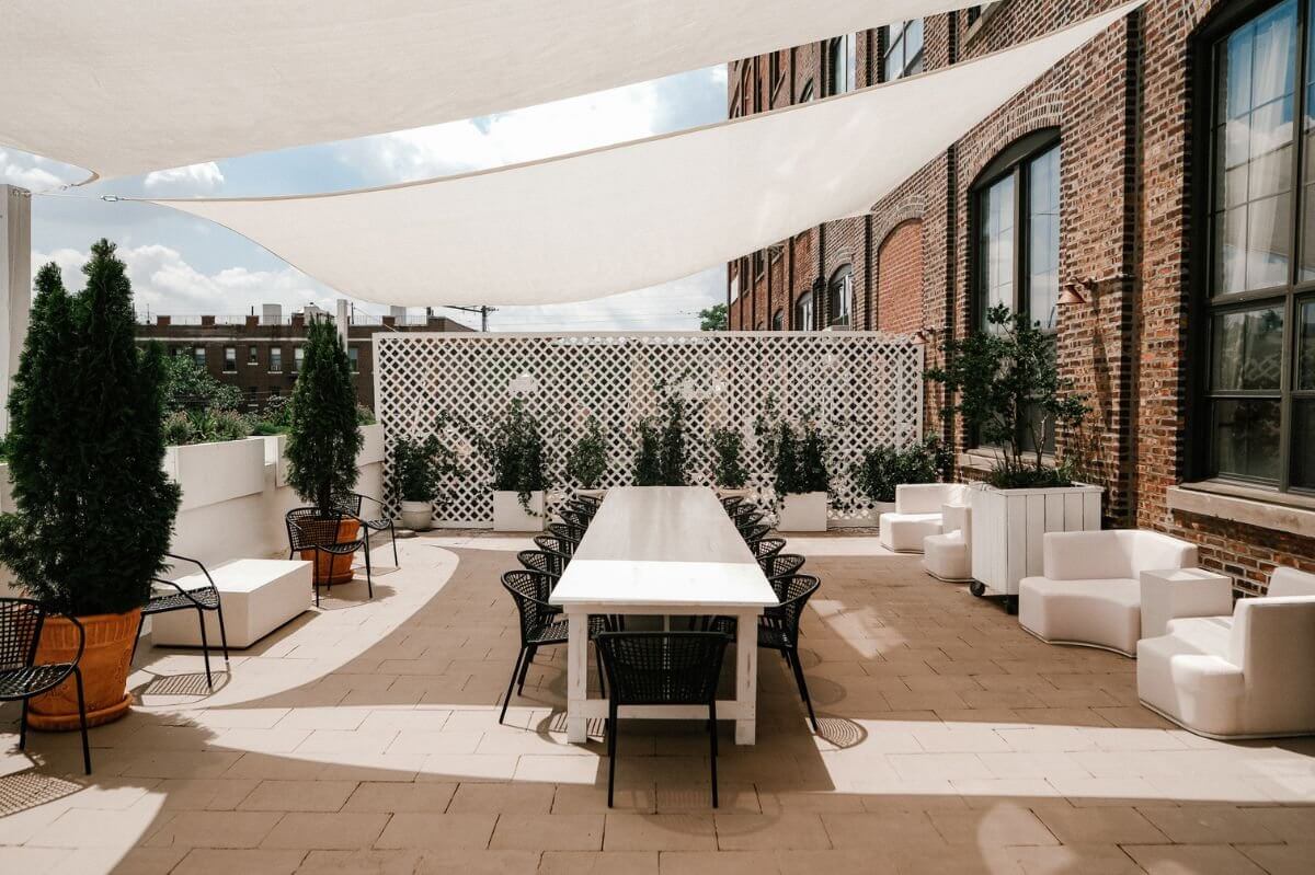 All White Event Space with Terrace