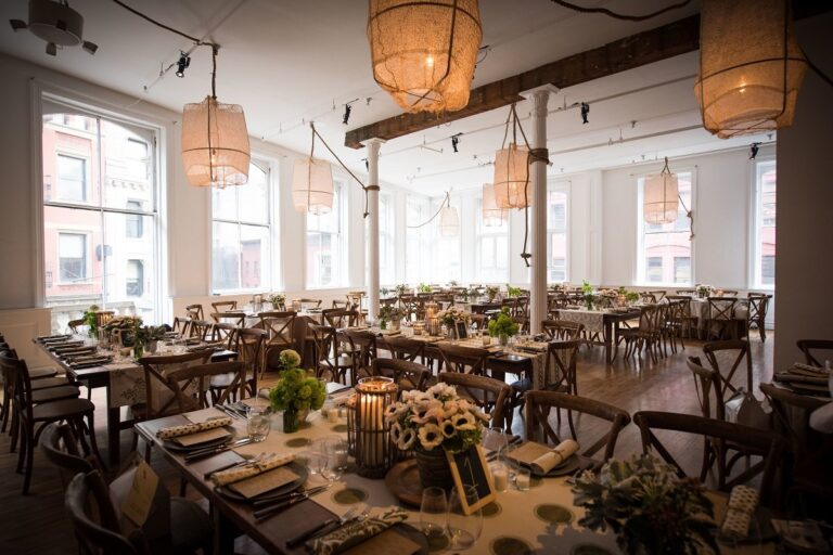Corporate Event Space is an elegant 4,000 sq. ft. Daylight Studio with 14-foot ceilings, 16 east and south facing windows, and 2 working kitchens. The event space rental is perfect for film and photo shoots, corporate and culinary events, private parties marriages and more.