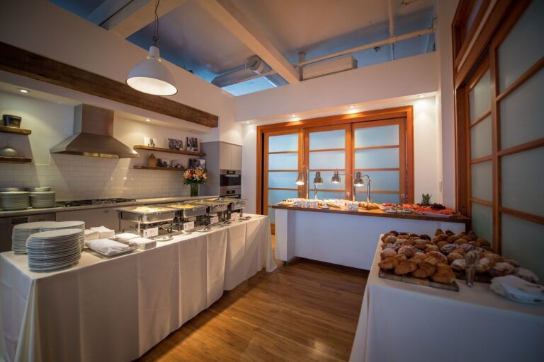 Corporate Event Space is an elegant 4,000 sq. ft. Daylight Studio with 14-foot ceilings, 16 east and south facing windows, and 2 working kitchens. The event space rental is perfect for film and photo shoots, corporate and culinary events, private parties marriages and more.