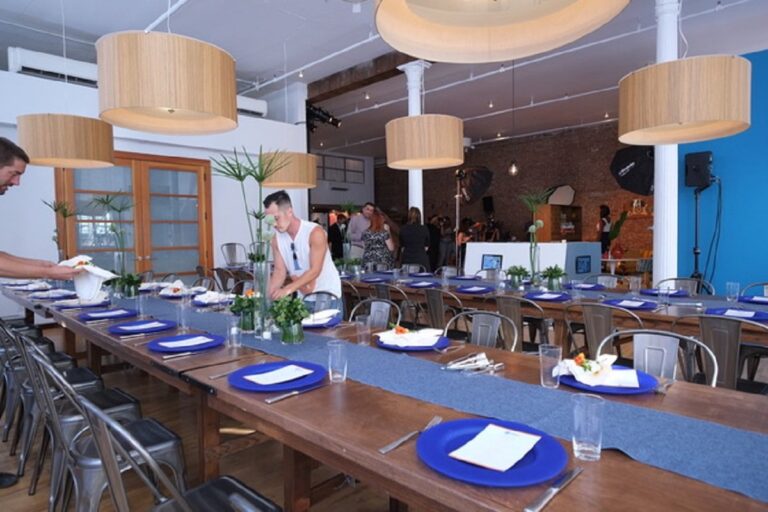 Corporate Event Space is an elegant 4,000 sq. ft. Daylight Studio with 14-foot ceilings, 16 east and south facing windows, and 2 working kitchens. The event space rental is perfect for film and photo shoots, corporate and culinary events, private parties marriages and more.