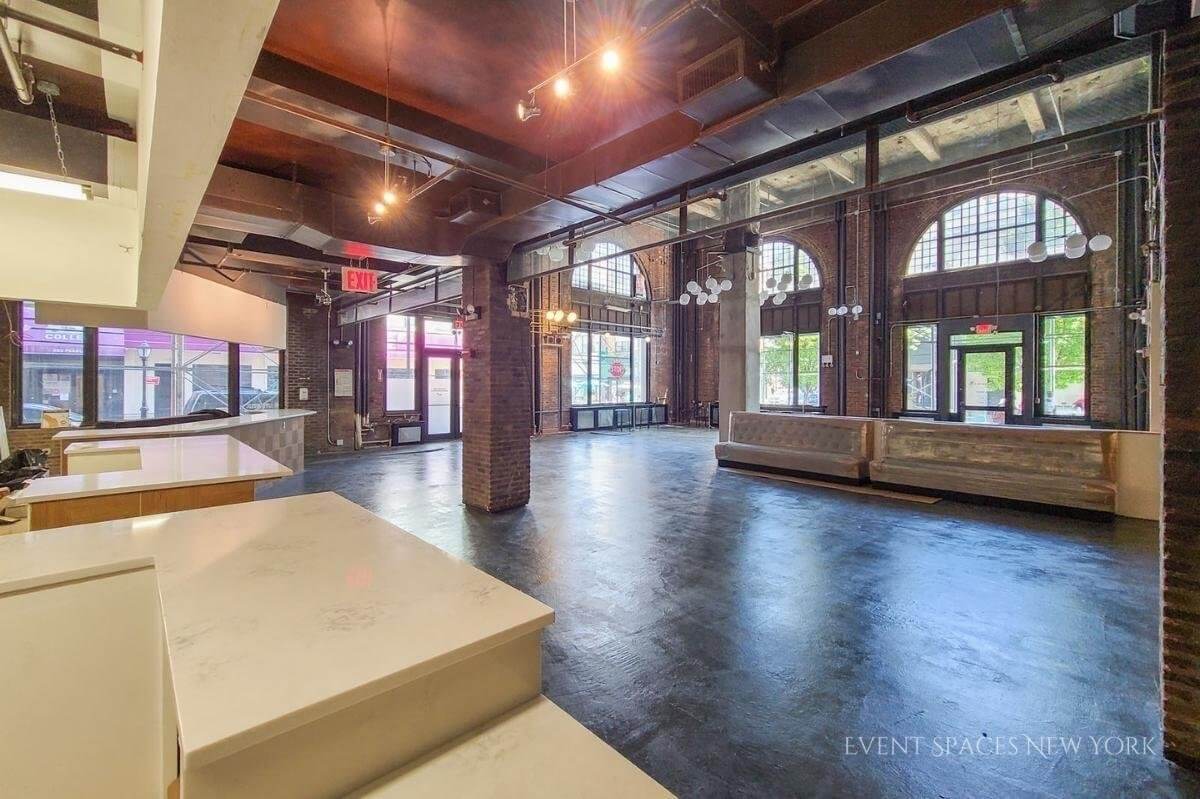 Event hall in Brooklyn this street level grand space has it all an unbeatable location in downtown Brooklyn within block of most subway lines. Flexible on catering and bar; can provide in-house as well as accept licensed outside catering or bar service.