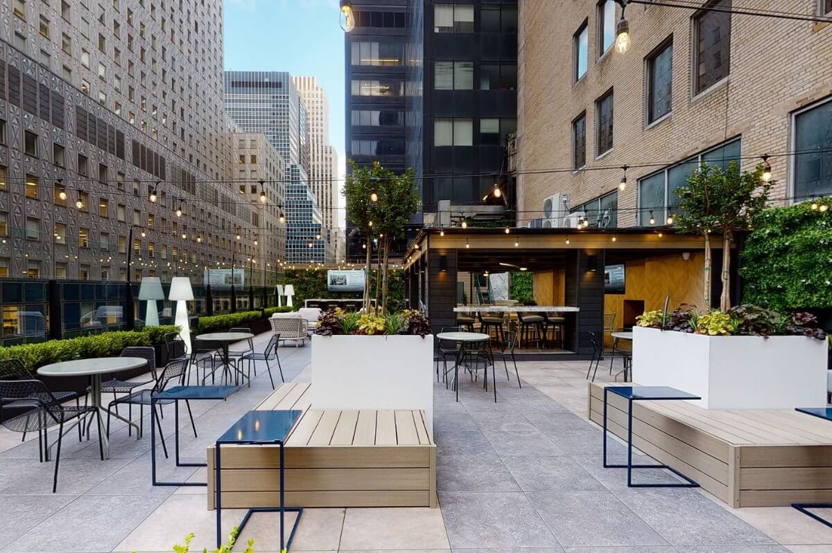 Rooftop on Lexington is rooftop event space is centrally located in Midtown Manhattan near Grand Central with view of the historic Chrysler Building, Chanin Building, and other nearby skyscrapers.